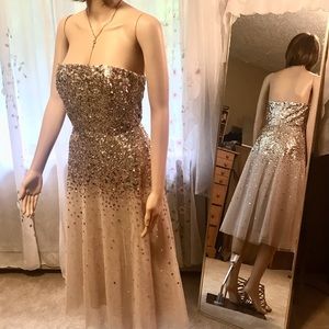 BCBG Champagne Sequin Formal - Sz 2 (fits like 4)